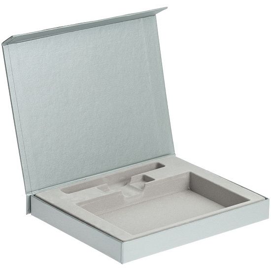 Коробка Memo Pad для блокнота, флешки и ручки, серебристая - подробное фото