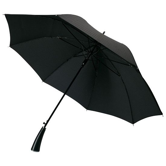 Зонт-трость с фактурной тканью Ricardo, черный - подробное фото