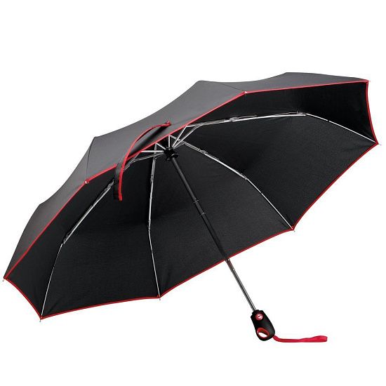 Складной зонт Drizzle, черный с красным - подробное фото
