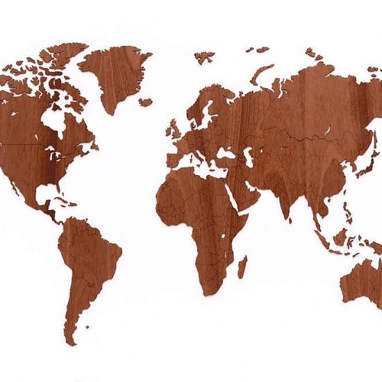 Деревянная карта мира World Map Wall Decoration Exclusive, красное дерево - подробное фото