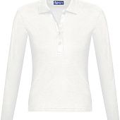 Рубашка поло женская с длинным рукавом PODIUM 210 белая - фото
