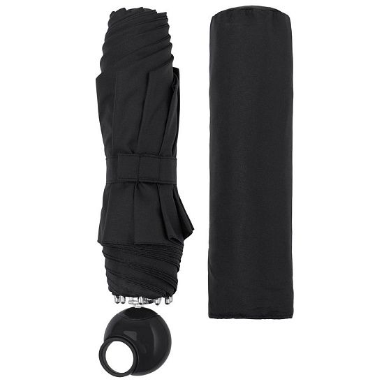Зонт складной Floyd с кольцом, черный - подробное фото