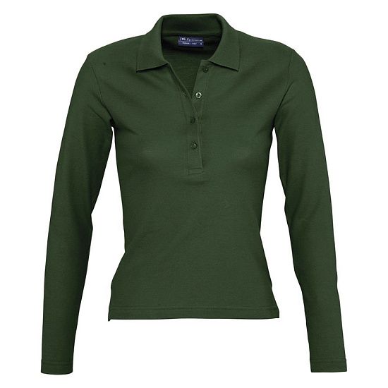 Рубашка поло женская с длинным рукавом PODIUM 210 темно-зеленая - подробное фото