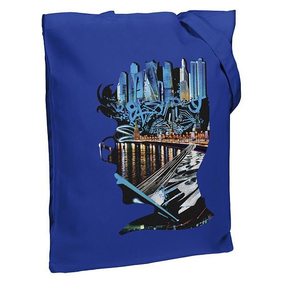 Холщовая сумка Moscow Boy, ярко-синяя - подробное фото
