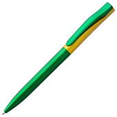 Ручка шариковая Pin Fashion, зелено-желтый металлик - фото