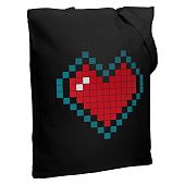 Холщовая сумка Pixel Heart, черная - фото