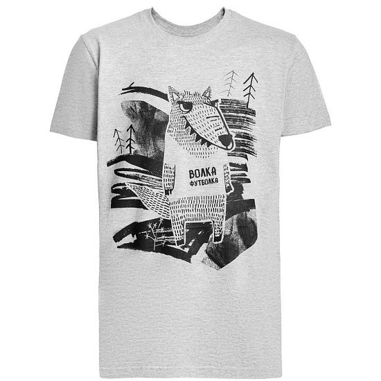 Футболка «Волка футболка», серый меланж - подробное фото