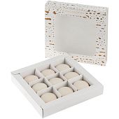 Набор из 9 пирожных макарон, в коробке с окошком - фото
