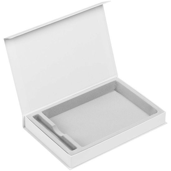 Коробка Silk с ложементом под ежедневник 15х21 см и ручку, белая - подробное фото