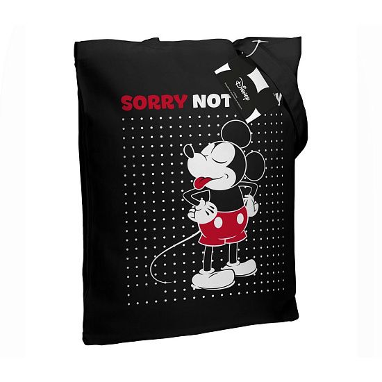 Холщовая сумка «Микки Маус. Sorry», черная - подробное фото