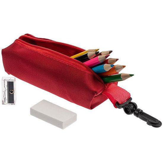 Набор Hobby с цветными карандашами, ластиком и точилкой, красный - подробное фото