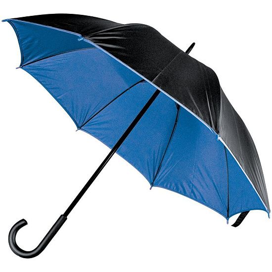 Зонт-трость Downtown, черный с синим - подробное фото