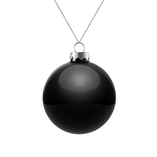 Елочный шар Finery Gloss, 8 см, глянцевый черный - подробное фото