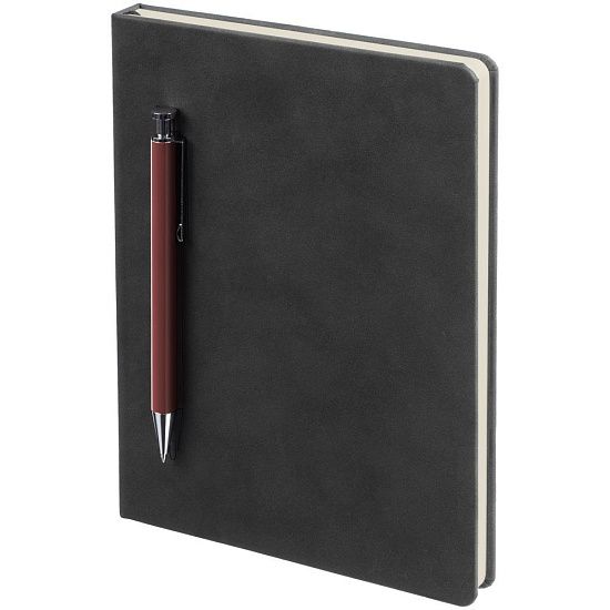 Ежедневник Magnet с ручкой, черный с коричневым - подробное фото