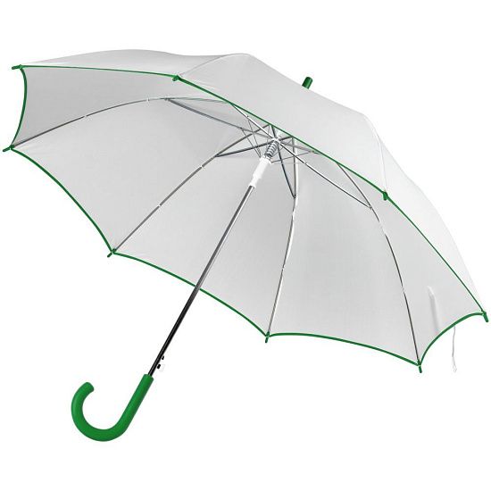 Зонт-трость Unit White, белый с зеленым - подробное фото