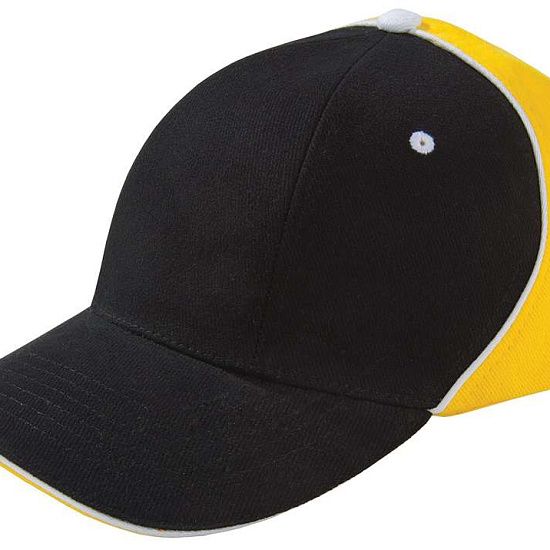 Бейсболка UNIT SMART, черная с желтым - подробное фото