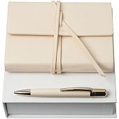 Набор Pensee: блокнот А6 и ручка, кремово-белый - фото