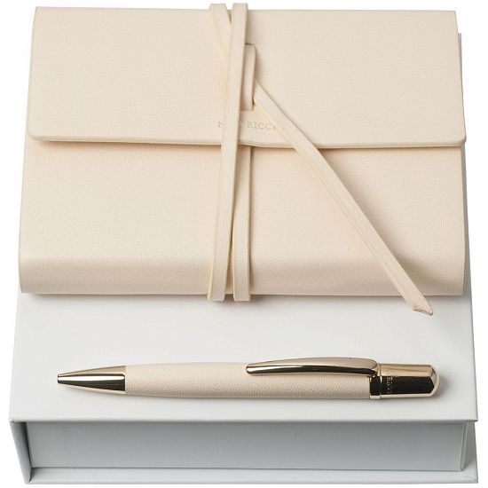 Набор Pensee: блокнот А6 и ручка, кремово-белый - подробное фото