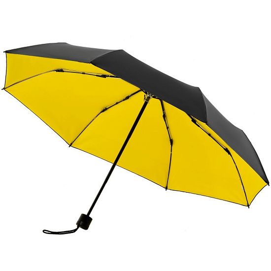 Зонт складной с защитой от УФ-лучей Sunbrella, желтый с черным - подробное фото