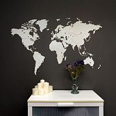 Деревянная карта мира World Map Wall Decoration Medium, белая - фото