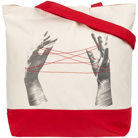 Холщовая сумка «Веревочки», красная - подробное фото