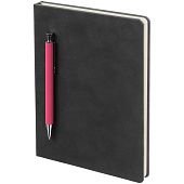 Ежедневник Magnet с ручкой, черный с розовым - фото