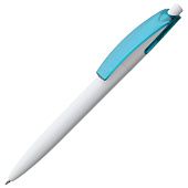 Ручка шариковая Bento, белая с голубым - фото