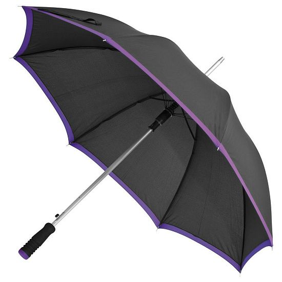 Зонт-трость Highlight, черный с фиолетовым - подробное фото