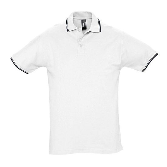 Рубашка поло мужская с контрастной отделкой PRACTICE 270, белый/темно-синий - подробное фото