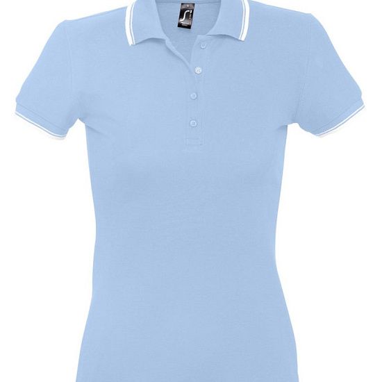 Рубашка поло женская Practice Women 270, голубая с белым - подробное фото