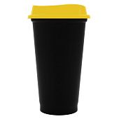 Стакан с крышкой Color Cap Black, черный с желтым - фото