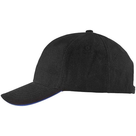 Бейсболка BUFFALO, черная с ярко-синим - подробное фото