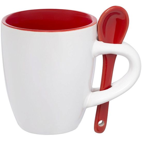 Кофейная кружка Pairy с ложкой, красная - подробное фото