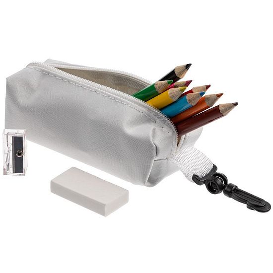 Набор Hobby с цветными карандашами, ластиком и точилкой, белый - подробное фото