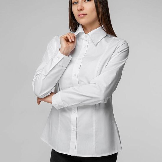 Рубашка женская с длинным рукавом Collar, белая - подробное фото