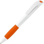Ручка шариковая Grip, белая с оранжевым - фото