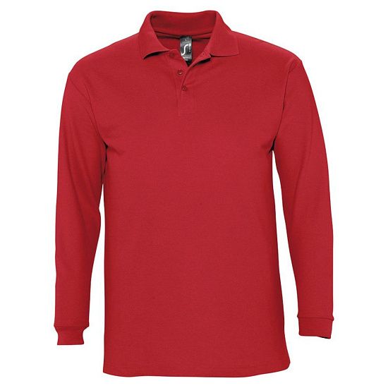 Рубашка поло мужская с длинным рукавом WINTER II 210 красная - подробное фото