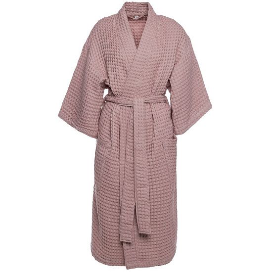 Халат вафельный женский Boho Kimono, пыльно-розовый - подробное фото