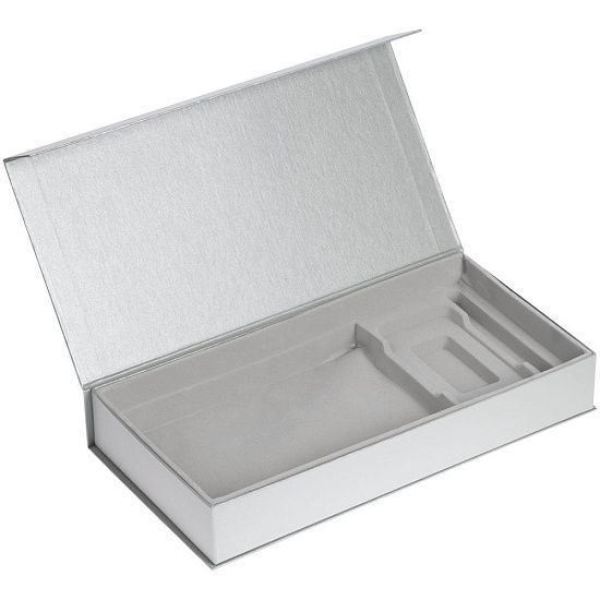 Коробка Planning с ложементом под набор с планингом, ежедневником, ручкой и аккумулятором, серебристая - подробное фото
