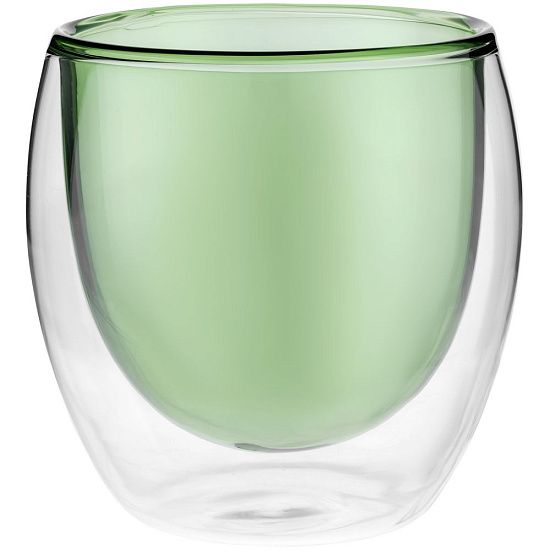 Стакан с двойными стенками Glass Bubble, зеленый - подробное фото