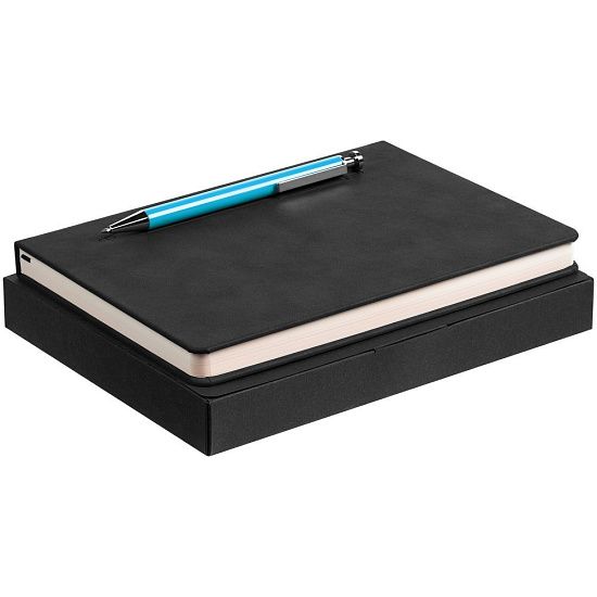 Набор Magnet с ежедневником, черный с голубым - подробное фото