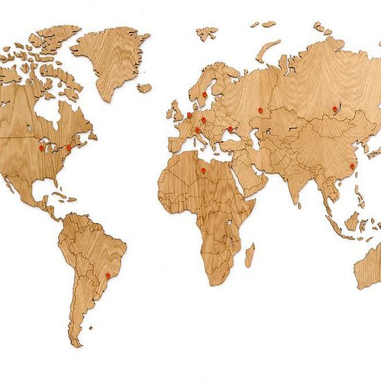 Деревянная карта мира World Map Wall Decoration Exclusive, дуб - подробное фото