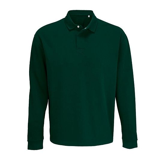 Рубашка поло оверсайз с длинным рукавом Heritage, зеленая - подробное фото