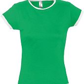 Футболка женская MOOREA 170, ярко-зеленая с белой отделкой - фото
