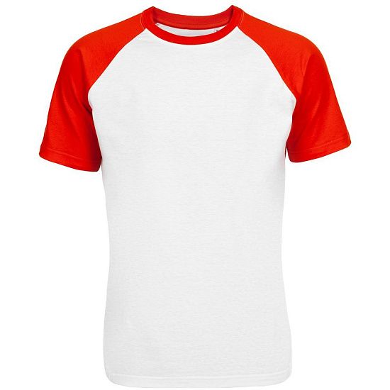 Футболка мужская T-bolka Bicolor, белая с красным - подробное фото
