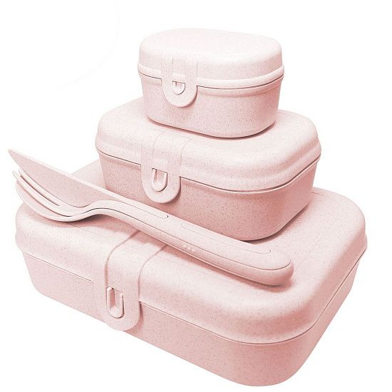 Набор ланчбоксов со столовыми приборами Pascal Organic, розовый - подробное фото