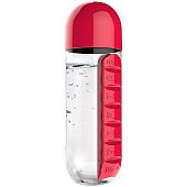 Бутылка с таблетницей In Style, красная - фото