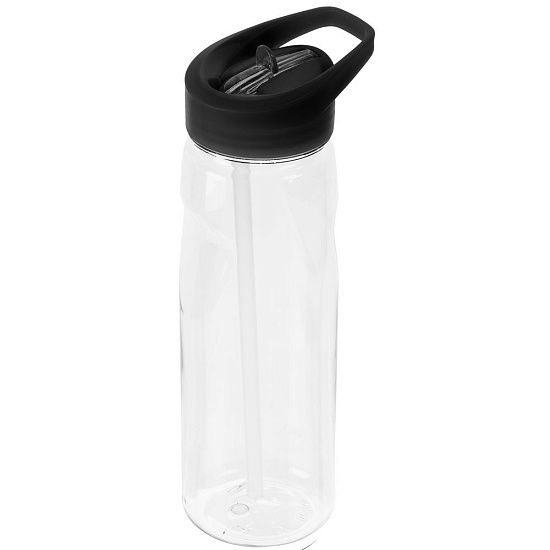 Спортивная бутылка Start, прозрачная с черной крышкой - подробное фото