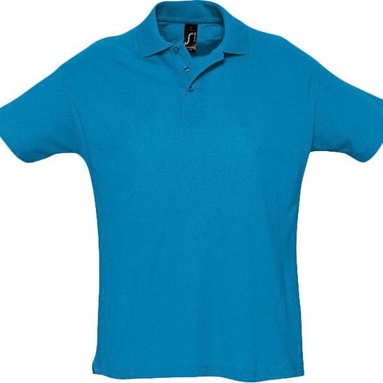 Рубашка поло мужская SUMMER 170, ярко-бирюзовая - подробное фото