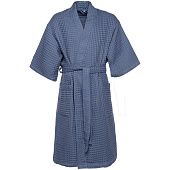 Халат вафельный мужской Boho Kimono, синий - фото